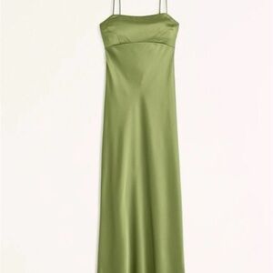 Abercrombie Green Satin Slip Dress with Spaghetti Straps Open Back NWT XSmallPet